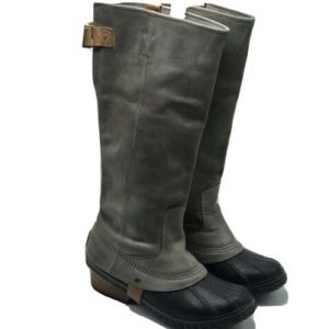 SOREL Slimpack Tall Riding Boots - RARE! Shale Grey / Brown size 7